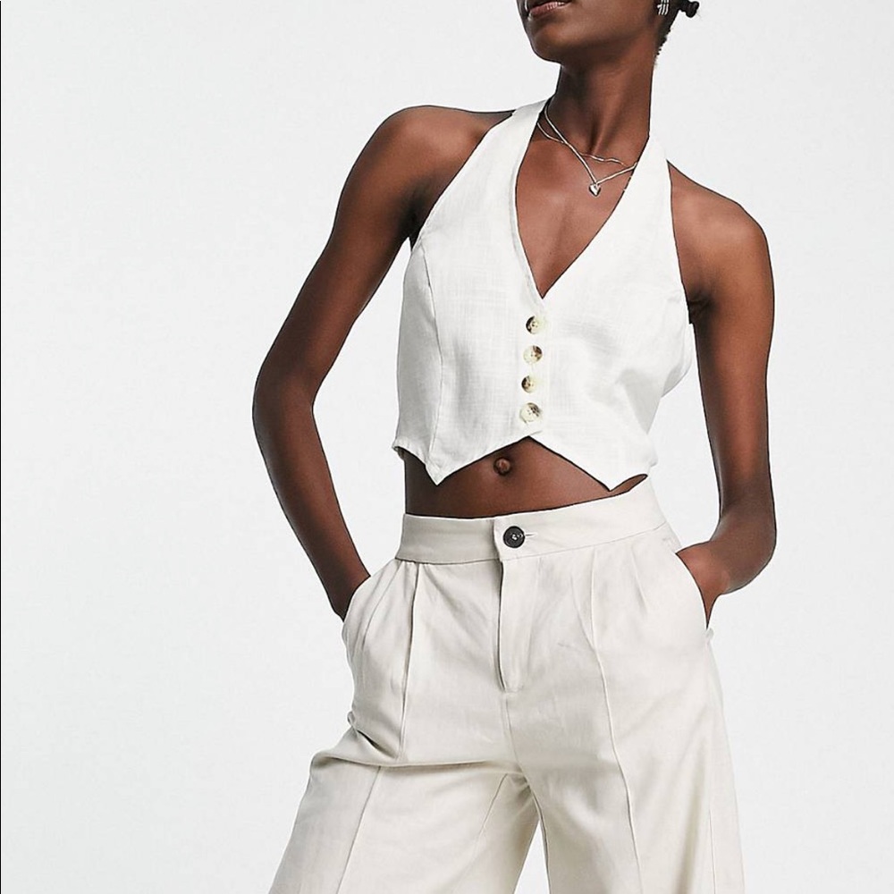 ASOS Linen Vest with Horn Buttons